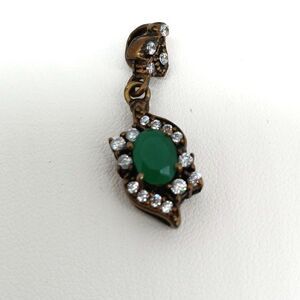 Vintage Sterling Silver dragoneye pendant semi-precious stone Victorian style